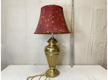 'brass' Lamp With Red Lampshade