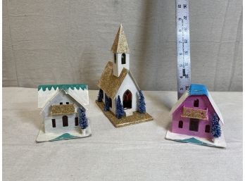 Vintage Putz Church And Houses #2 - Made In Japan
