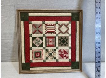 Beautiful And Intricate Quilt Pattern Framed Needlework Art