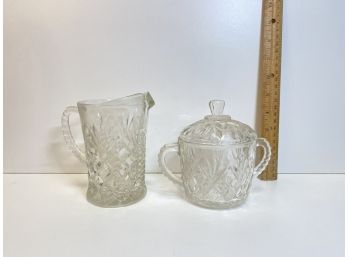 Glass 'crystal' Sugar And Cream Set