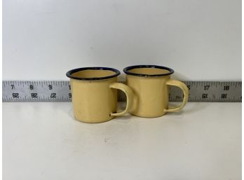 Set Of 2 Vintage Tiny Enamel Mugs