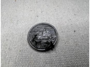 Vintage Torino Light House Brooch Earring Set Pewter Pierced Birds