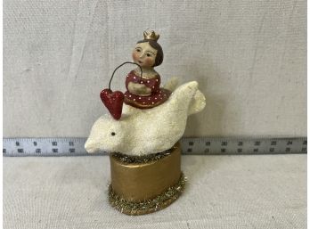 Vintage Girl On Bird Knick-knack Figurine