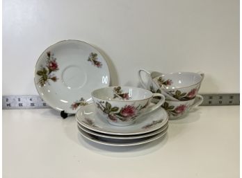 Hinode Teaset: 4 Teacups & Saucers