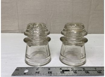 2 Vintage Hemingray Glass Insulators No. 16