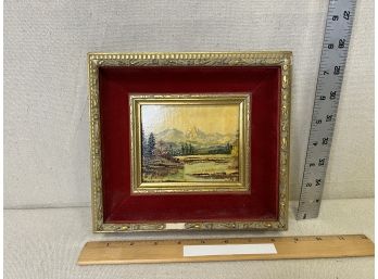 Vintage Artwork Hand-painted In Holland Mountain Landscape