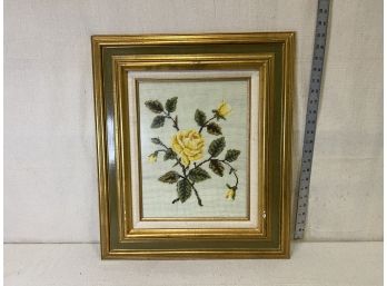 Needlepoint Floral Framed Artwork