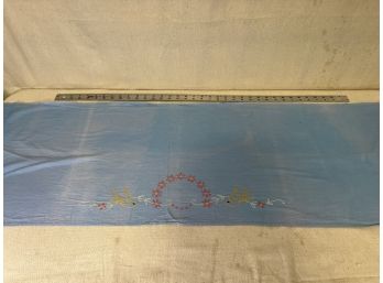 Vintage Blue Embroidered Table Runner