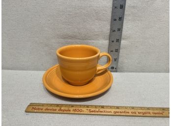 Orange Fiesta Ware Teacup & Saucer