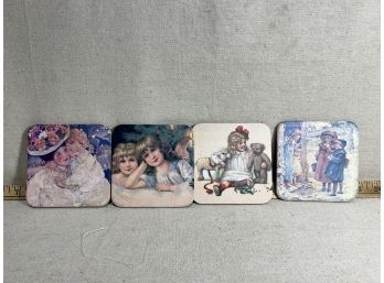 4 Vintage Holiday Coasters #1