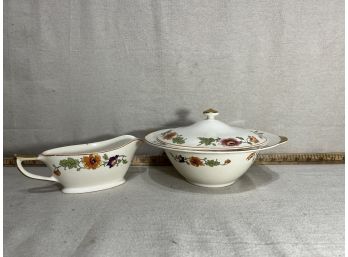 Vintage TS&T Capitol Ivory Covered Bowl And Gravy Boat