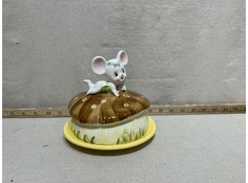 Vintage Mushroom Mouse Covered Plate