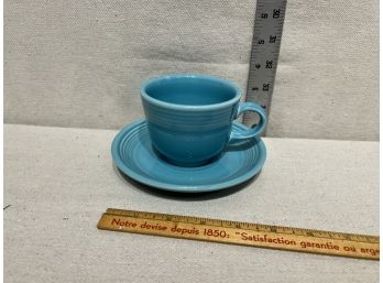 Teal Fiesta Ware Teacup & Saucer