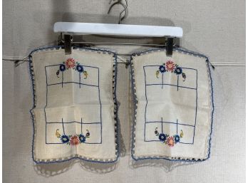 2 Vintage Embroidered Napkins
