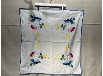 Vintage Colorful Quilted Square Tablecloth 30'