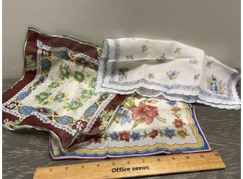 3 Cotton Handkerchiefs Great Condition