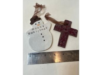 Set Of 2 Clay Ornaments