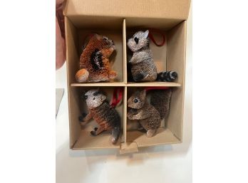 Set Of 4 Pottery Barn Woodland Creature Ornaments