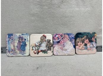 4 Vintage Christmas Coasters