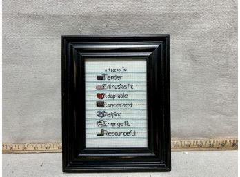 Framed Teacher Appreciation Embroidery