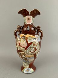 Japanese Satsuma Two Handled Vase With Figures