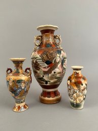 Three Satsuma Vases Of Varying Size