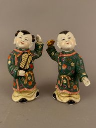 Pair Of Chinese Figurines In Matching Outfits