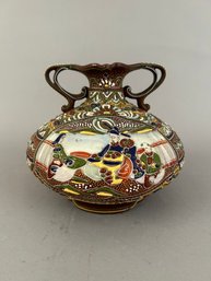 Japanese Satsuma Moriage Two Handled Vase