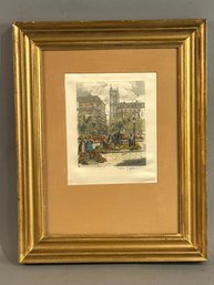 Hans Figura Color Etching Of Town Square