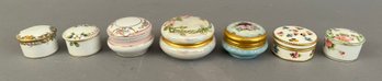 7 Small Round Porcelain Covered Trinket Dishes