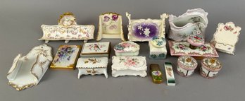Group Of 17 Assorted Porcelain Desk Items
