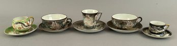 5 Moriage Dragonware Cups And Saucers