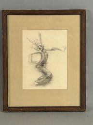 Charcoal On Paper Of Dancer Attributed To Stella Bloch