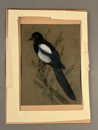 Pastel Of Bird On A Flowering Branch