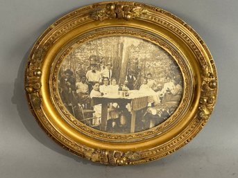 Oval Photograph Of Large Family