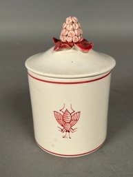 Covered Porcelain Jar W Bee Decoration