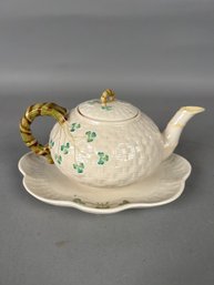 Belleek Teapot And Plate
