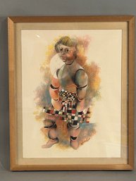 Siegfried Reinhardt Lithograph Of A Girl In A Checkerboard Skirt, Signed And Dated