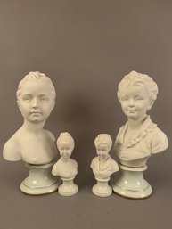 Two Limoges Porcelain Busts And Two Miniatures