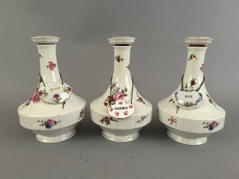 Set Of Three Matching Haviland Limoges Decanters
