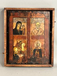 Religious Icon With  Figures In Quadrants