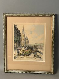 Hans Figura Color Etching Of Flower Seller