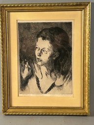 Raphael Soyer (American 1899-1987) Girl At Doorway Etching