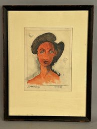 Watercolor By L.S. Martin Jr. (1946-2001) Of Woman