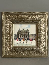 Oil Painting On Ceramic Of Paris Opera House With Fashionable Ladies