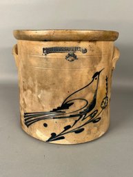 Antique Stoneware Crock Bird On Branch Whites Utica