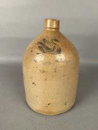 Antique Stoneware Jug Incised Swan