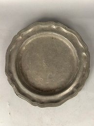 Antique Pewter Charger W Scalloped Edge