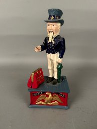 Cast Iron Mechanical Bank Uncle Sam