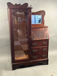 Antique Oak Side By Side Desk/bookcase